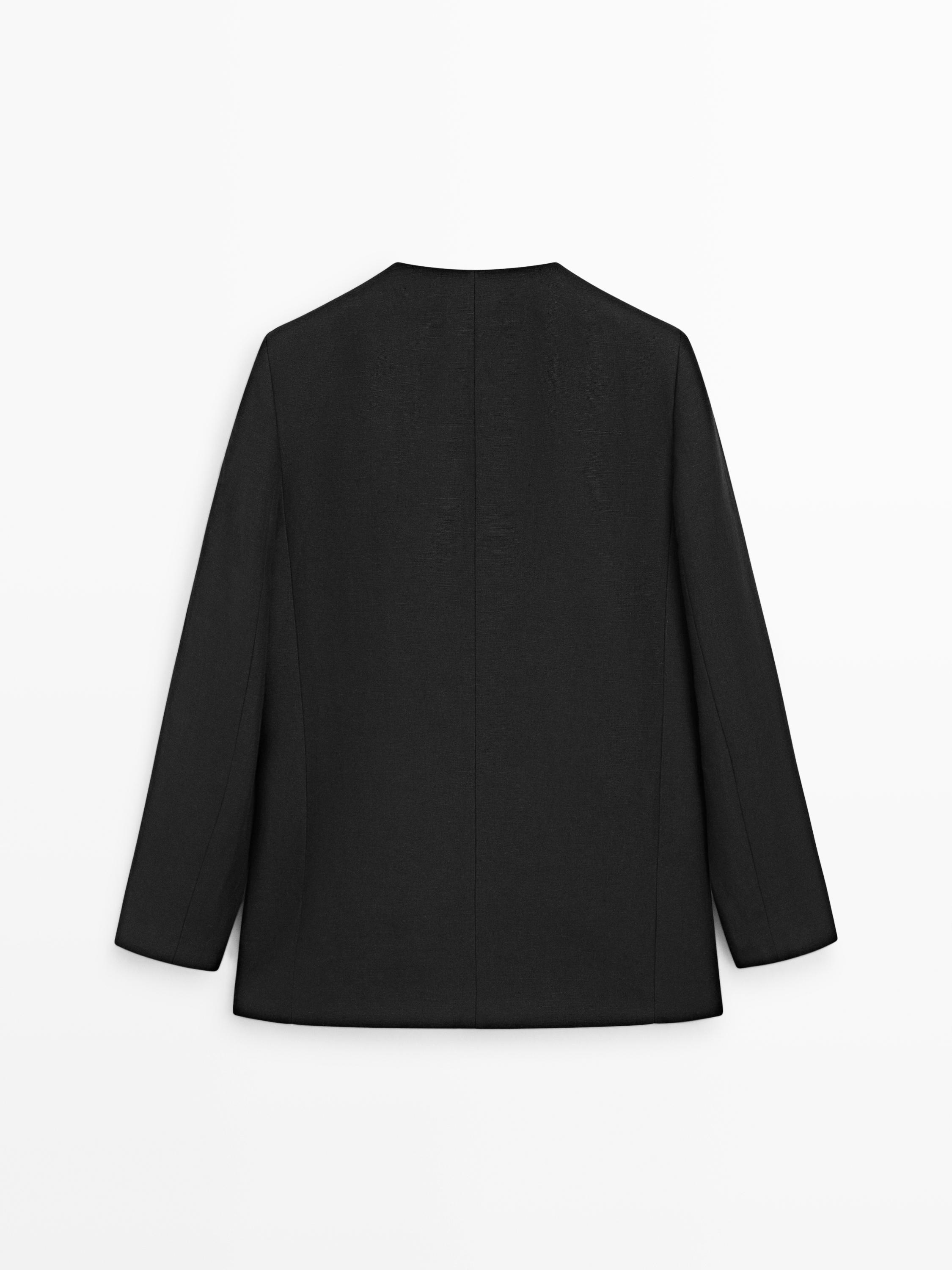 100% linen lapelless blazer